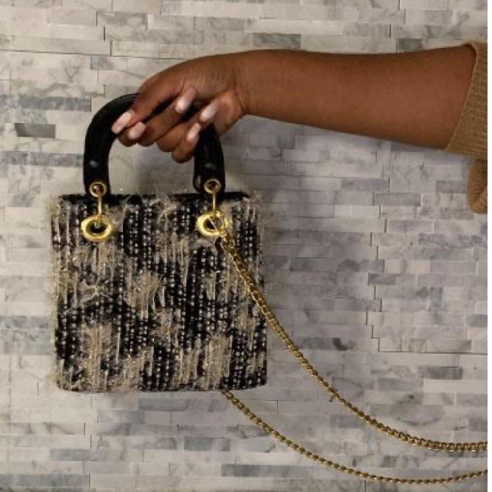 Distressed Tweed Handbag